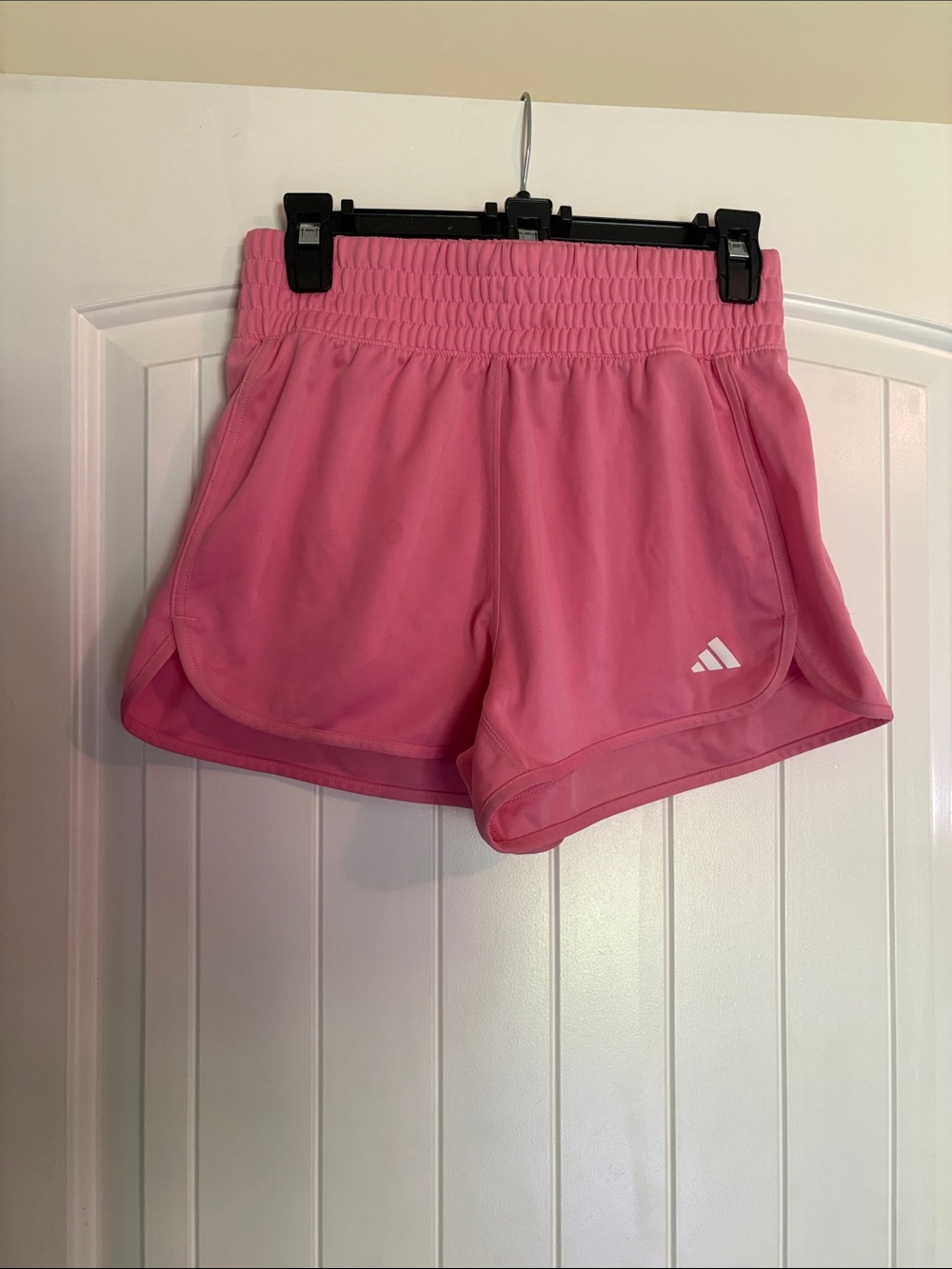 adidas Pink Elastic-Waist Athletic Shorts